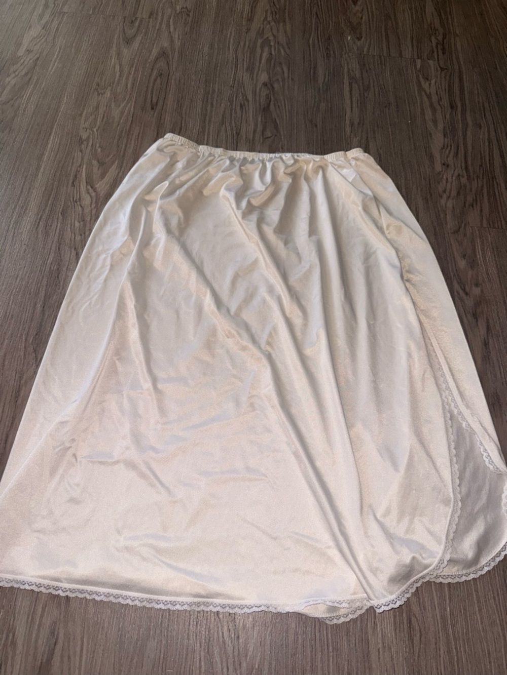 Vanity Fair Ivory Satin Half Slip with Lace Hem